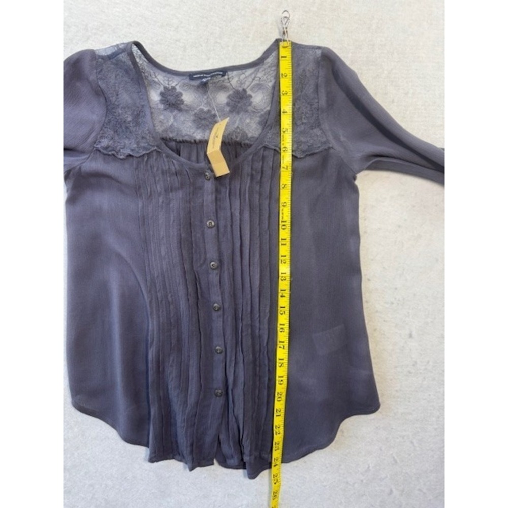 American Eagle Lace Babydoll Top XXS Blue Cottage Boho Rustic Soft Bell Sleeve - Picture 9 of 9